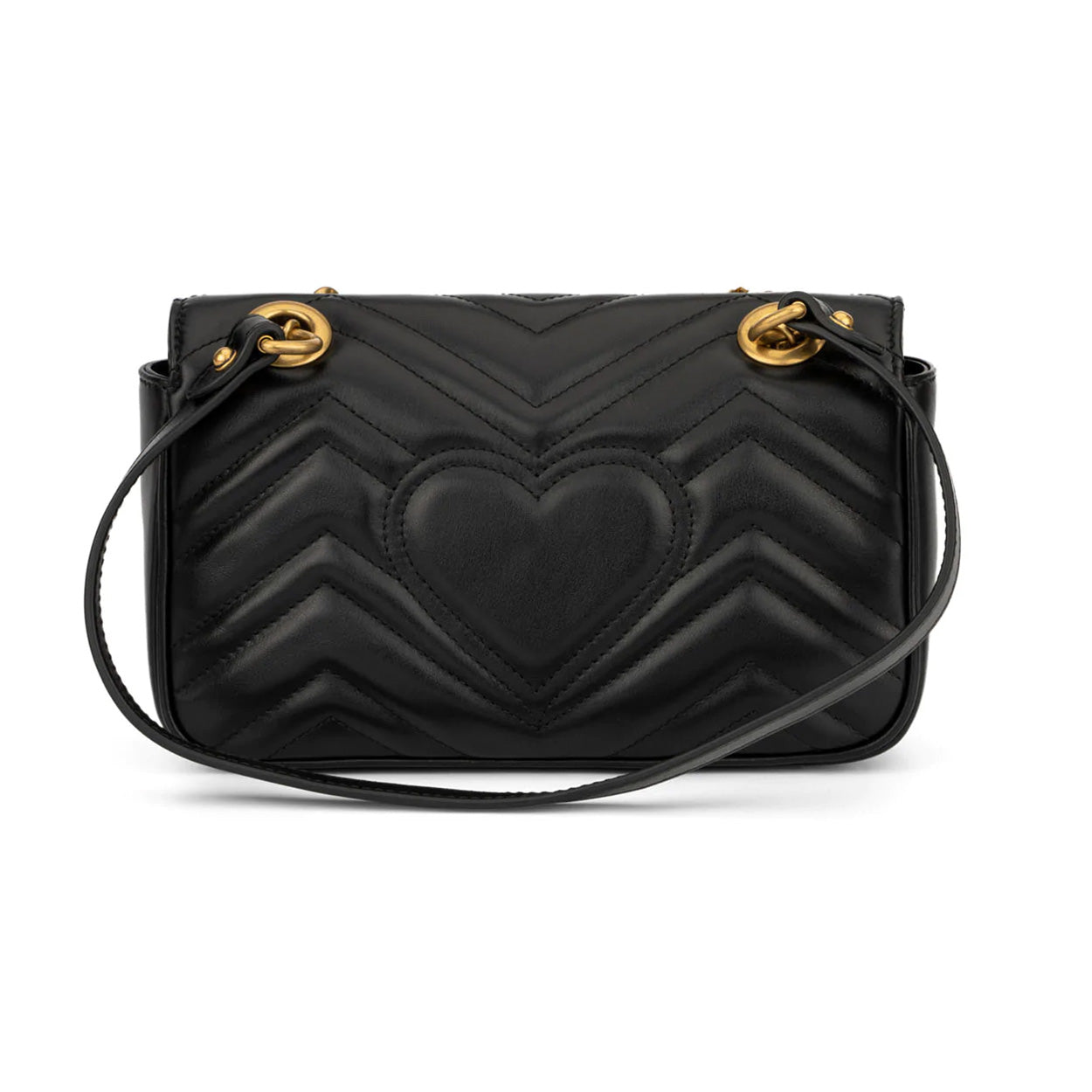 Gucci Marmont 446744 DTDIT 1000 Women's Black Matelassé Leather Mini Shoulder Bag (GG2078)