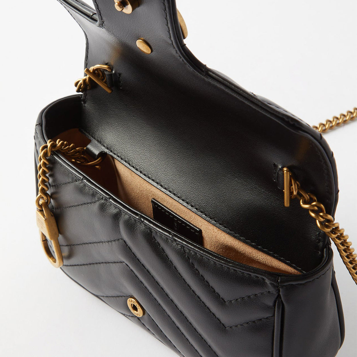 Gucci Marmont 476433 DTDCT 1000 Women's Black Matelass Leather Super Mini Shoulder Bag (GG2077)