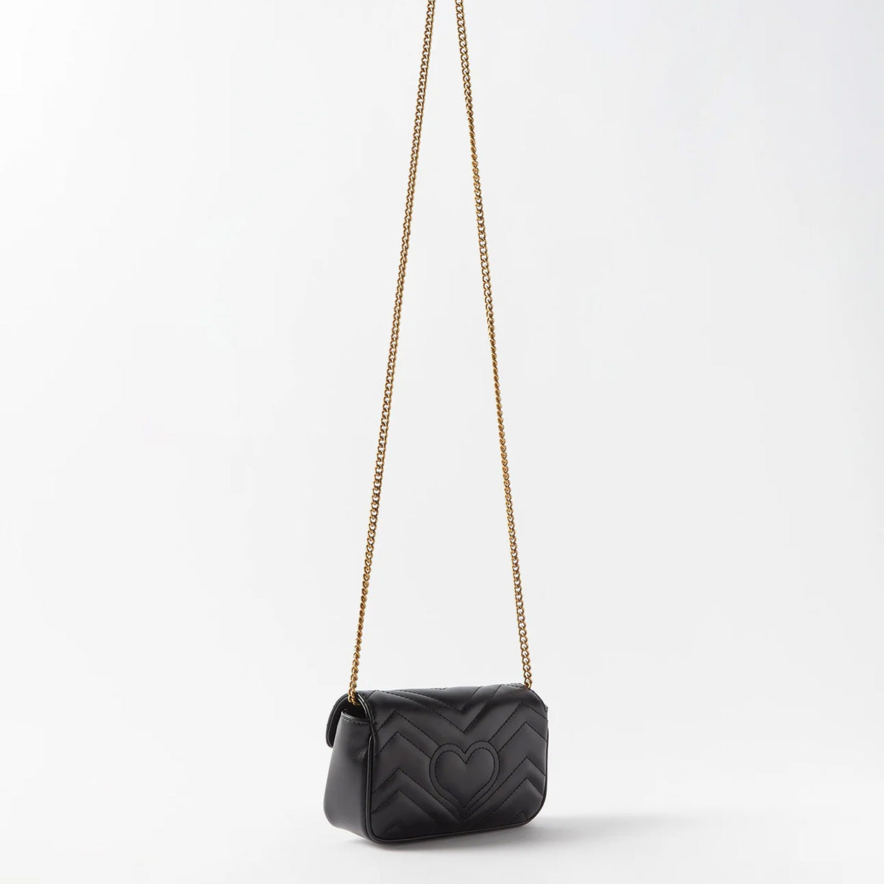 Gucci Marmont 476433 DTDCT 1000 Women's Black Matelass Leather Super Mini Shoulder Bag (GG2077)