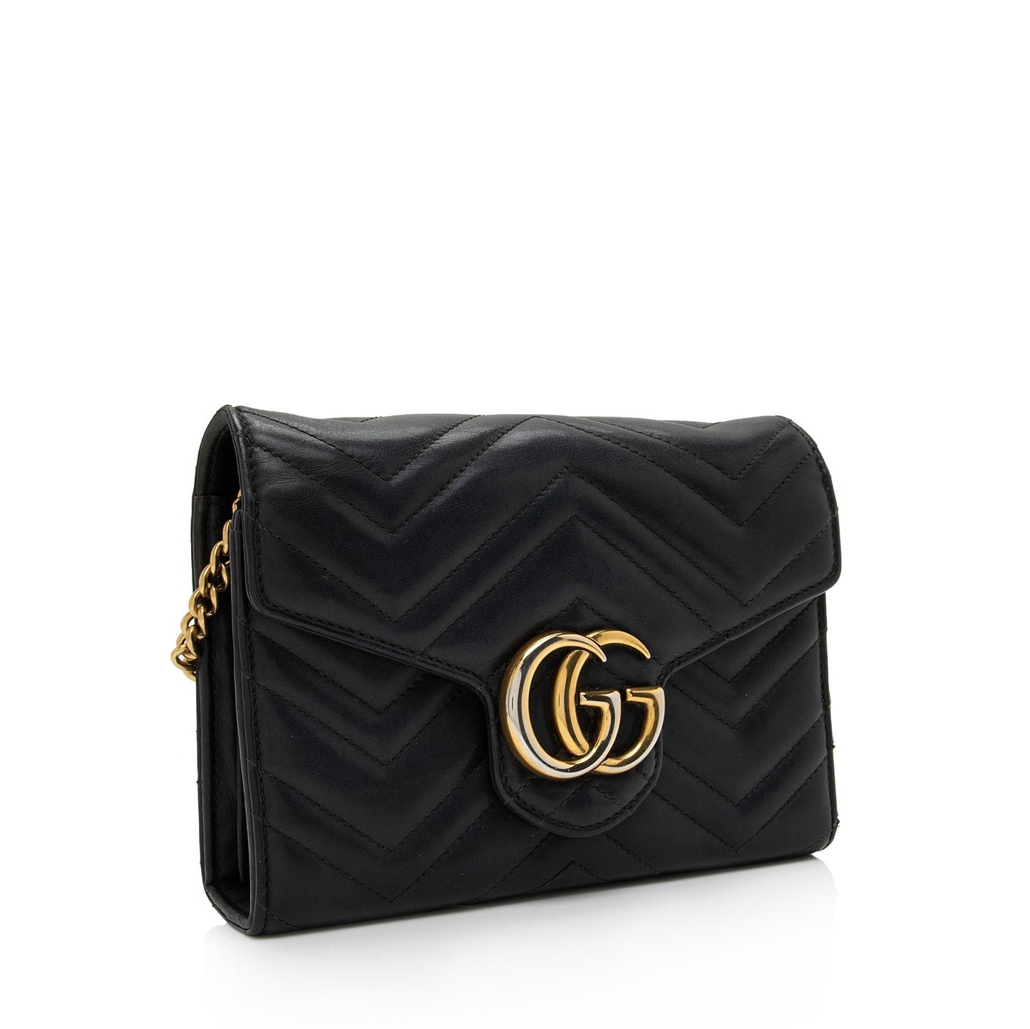 Gucci Matelasse Leather GG Marmont Mini Chain Shoulder Bag (SHF-KHf4XN)