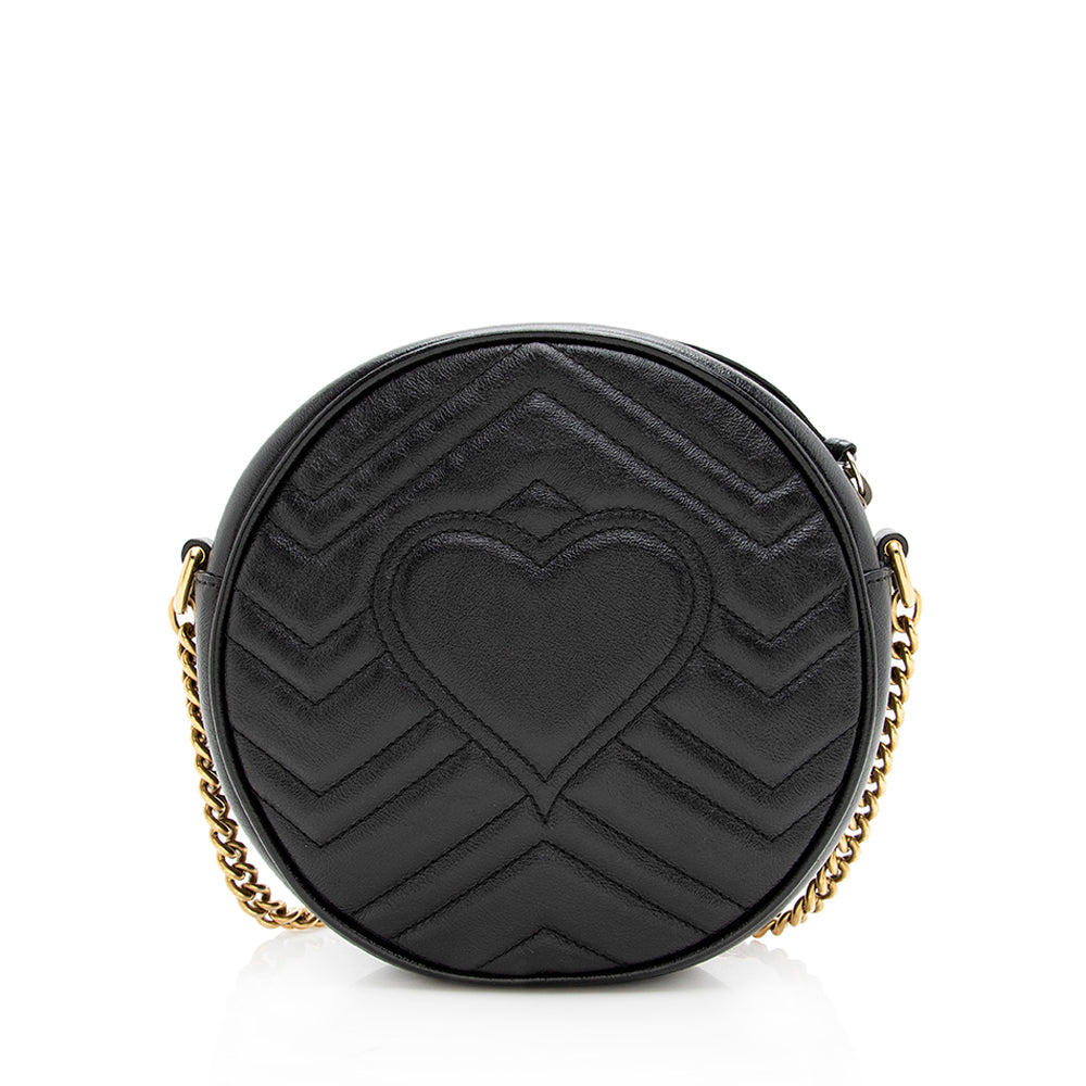 Gucci Matelasse Leather GG Marmont Round Mini Shoulder Bag