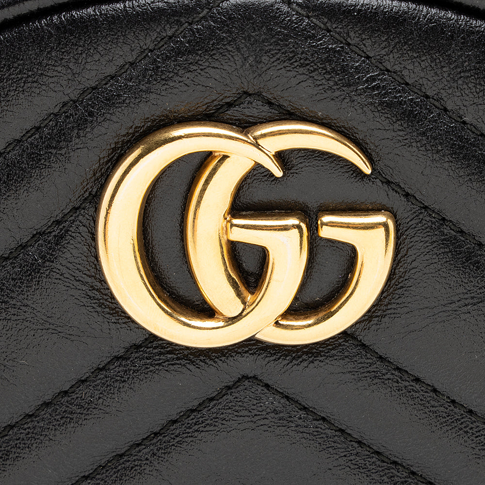 Gucci Matelasse Leather GG Marmont Round Mini Shoulder Bag
