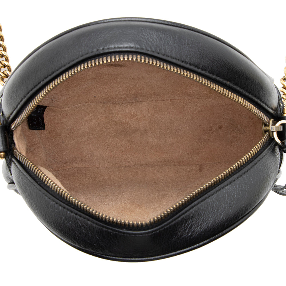 Gucci Matelasse Leather GG Marmont Round Mini Shoulder Bag