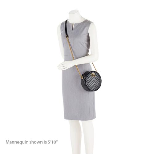 Gucci Matelasse Leather GG Marmont Round Mini Shoulder Bag