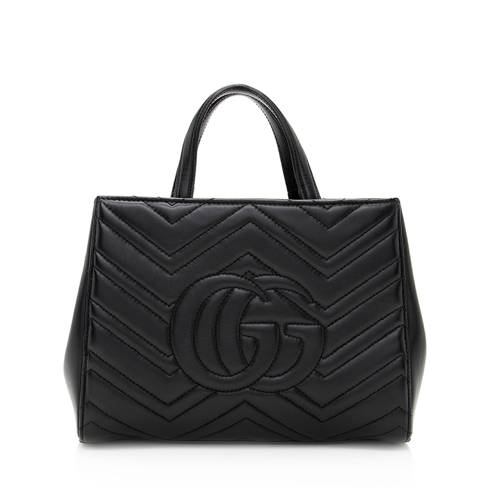 Gucci Matelasse Leather GG Marmont Top Handle Small Satchel