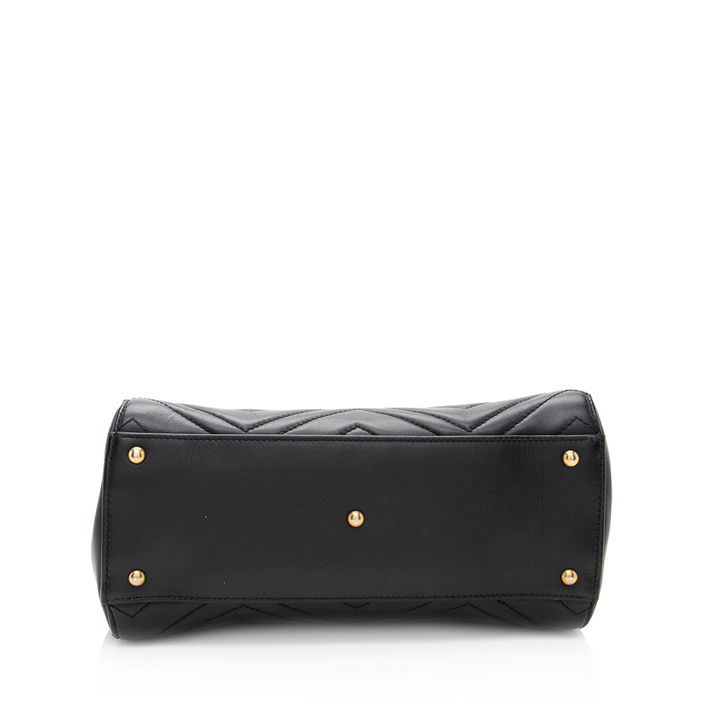 Gucci Matelasse Leather GG Marmont Top Handle Small Satchel
