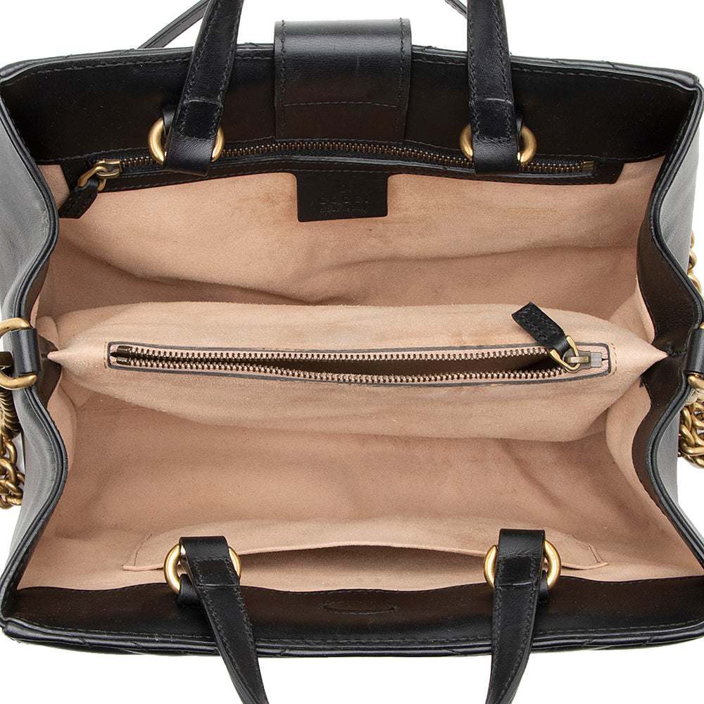 Gucci Matelasse Leather GG Marmont Top Handle Small Satchel