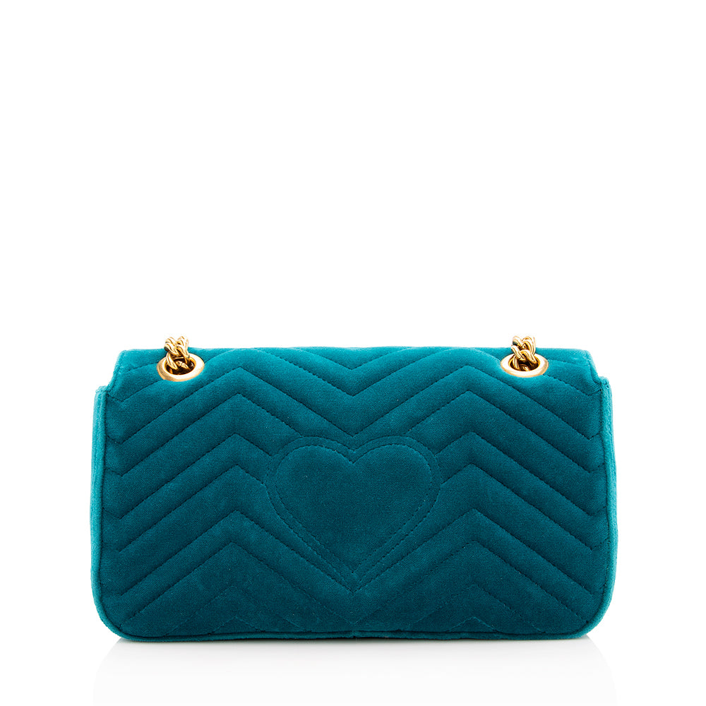 Gucci Matelasse Velvet GG Marmont Small Shoulder Bag