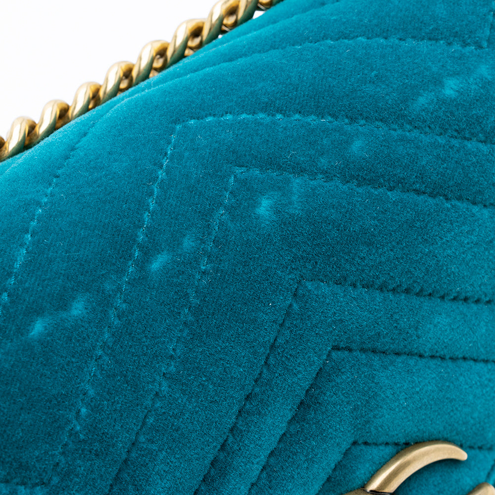 Gucci Matelasse Velvet GG Marmont Small Shoulder Bag