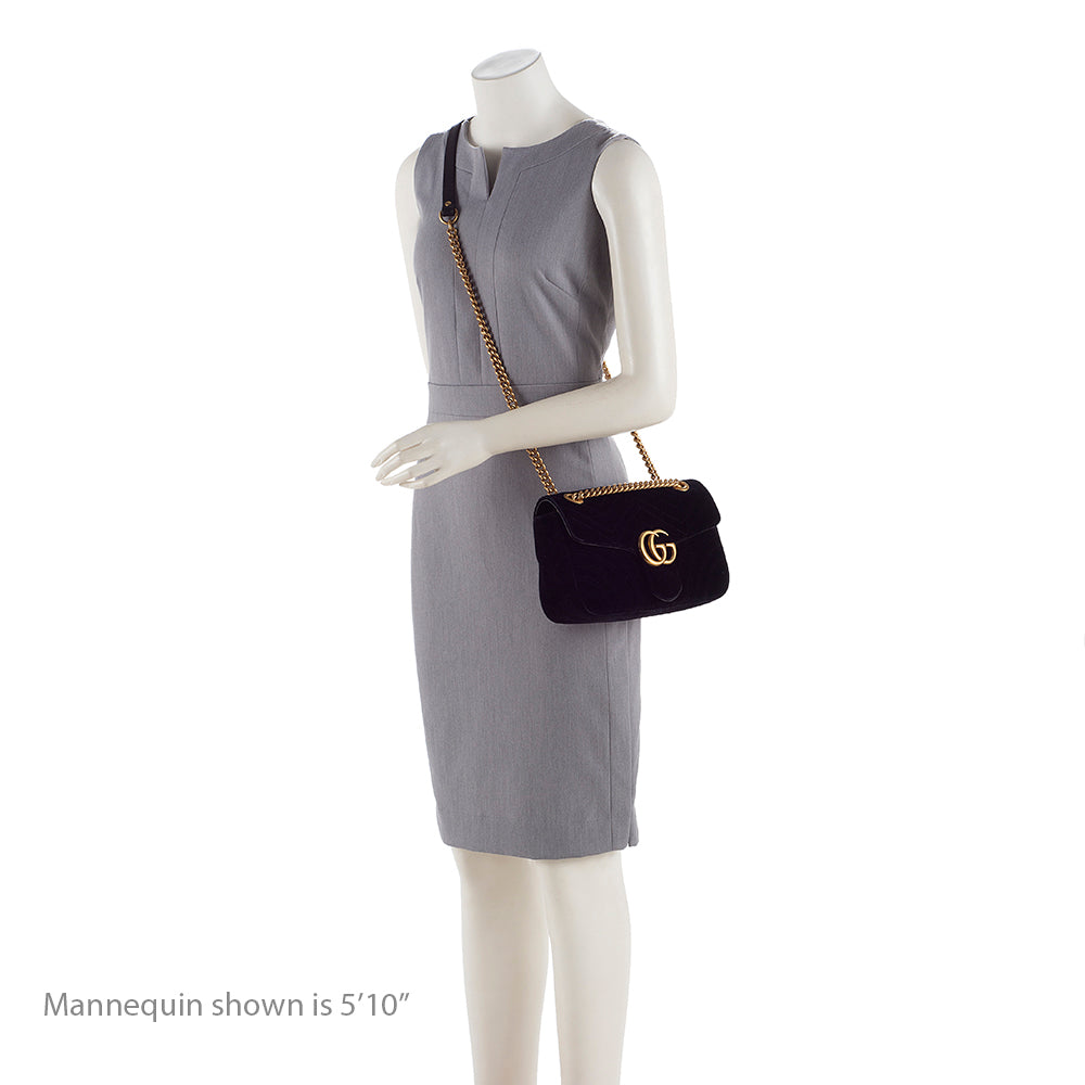 Gucci Matelasse Velvet GG Marmont Small Shoulder Bag