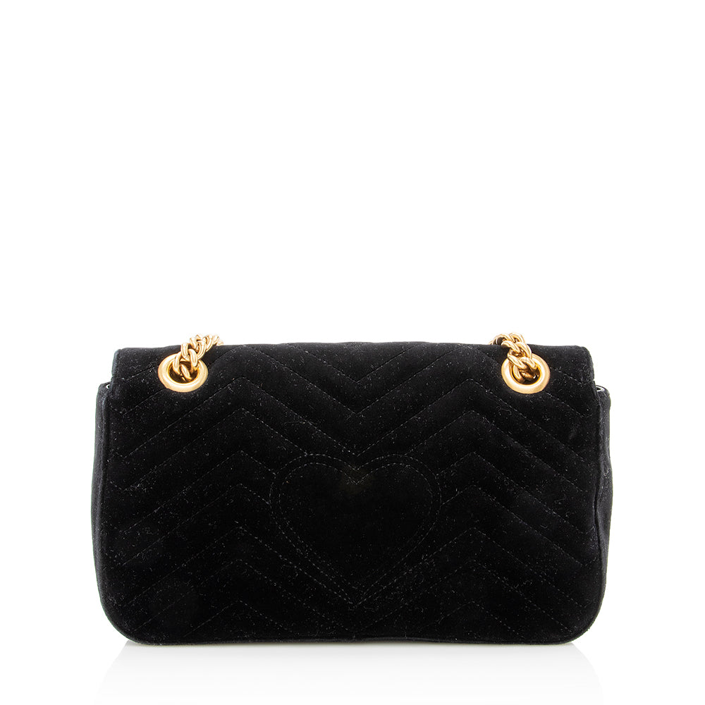 Gucci Matelasse Velvet GG Marmont Small Shoulder Bag