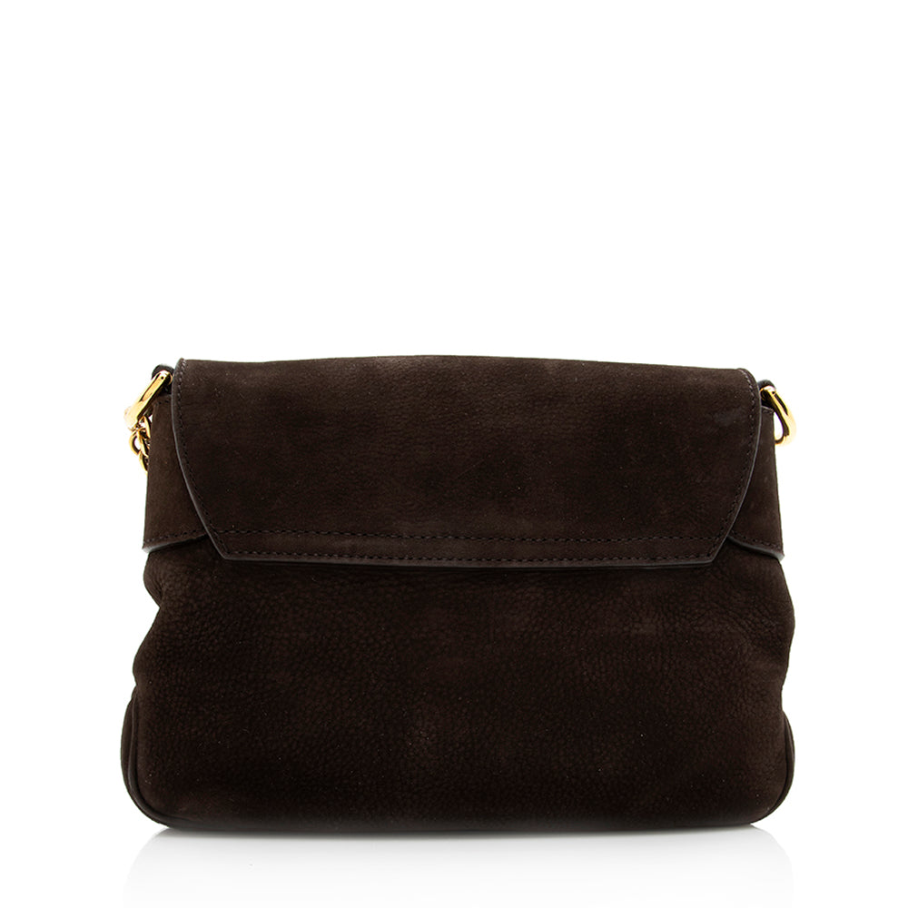Gucci Nubuck Leather Ribot Flap Small Shoulder Bag