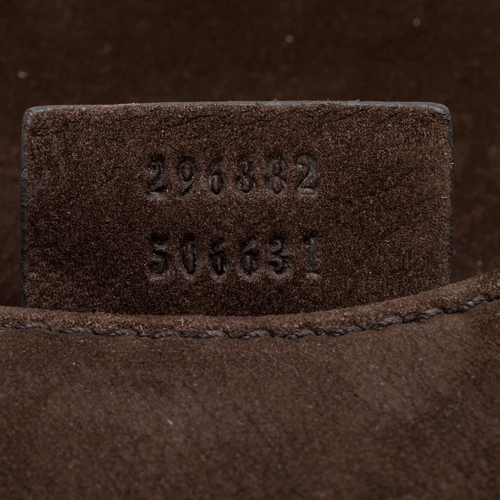 Gucci Nubuck Leather Ribot Flap Small Shoulder Bag