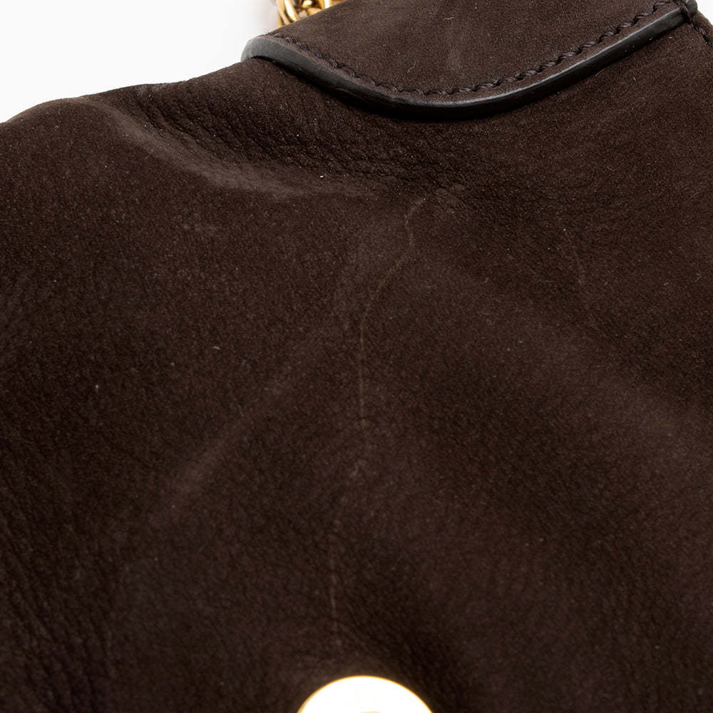Gucci Nubuck Leather Ribot Flap Small Shoulder Bag