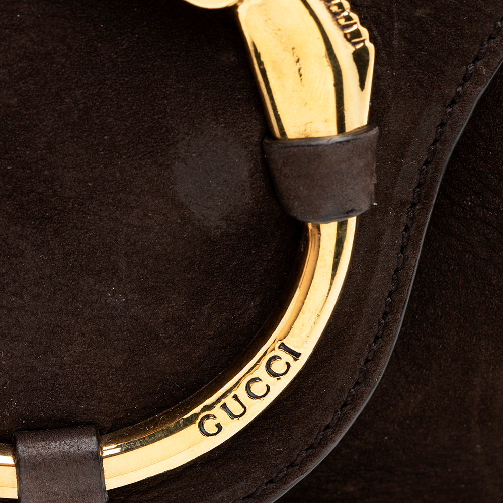 Gucci Nubuck Leather Ribot Flap Small Shoulder Bag
