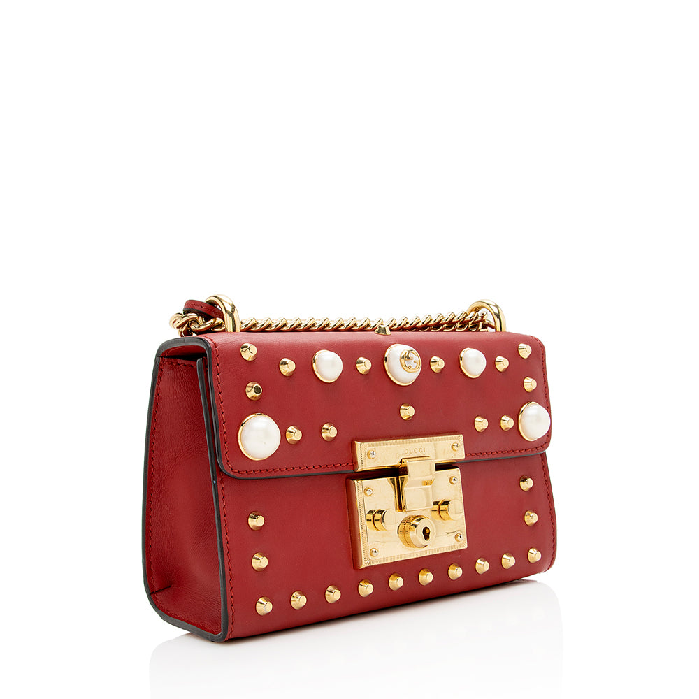 Gucci Pearl Embellished Leather Padlock Small Shoulder Bag - FINAL SALE