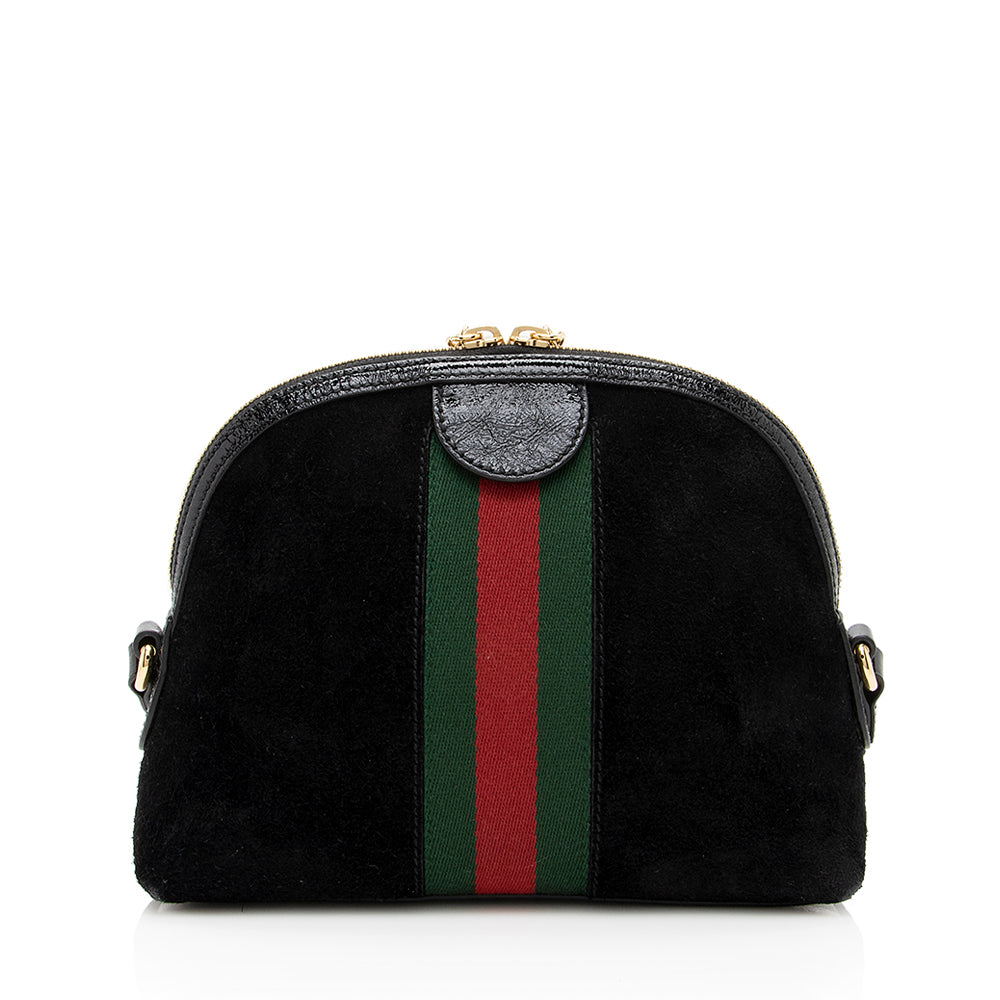 Gucci Suede Patent Leather Ophidia Dome Small Shoulder Bag