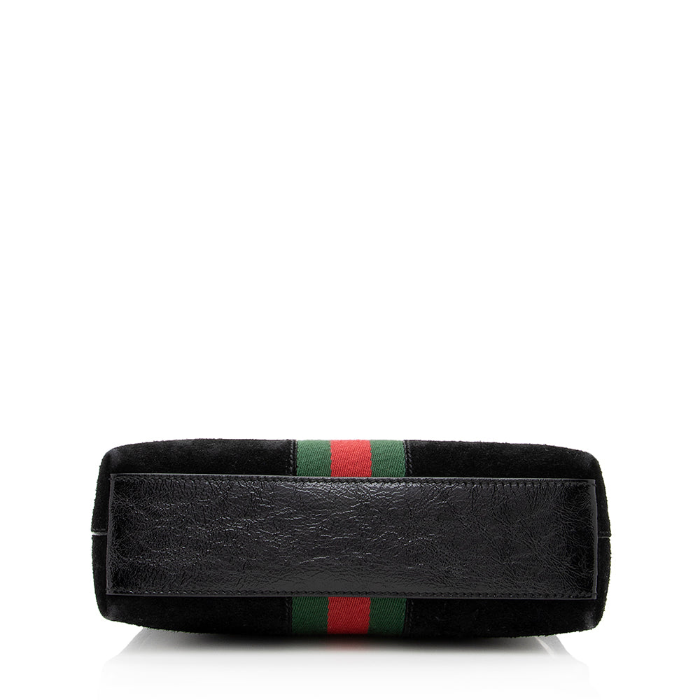 Gucci Suede Patent Leather Ophidia Dome Small Shoulder Bag