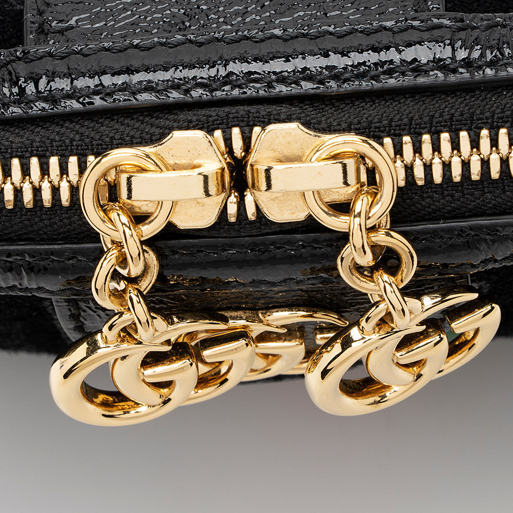 Gucci Suede Patent Leather Ophidia Dome Small Shoulder Bag