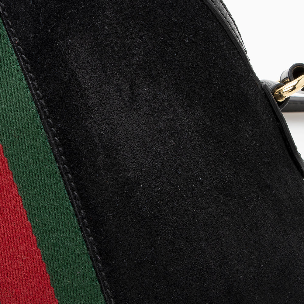 Gucci Suede Patent Leather Ophidia Dome Small Shoulder Bag