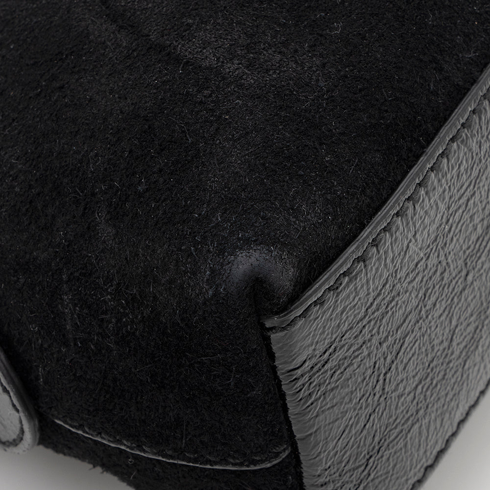Gucci Suede Patent Leather Ophidia Dome Small Shoulder Bag