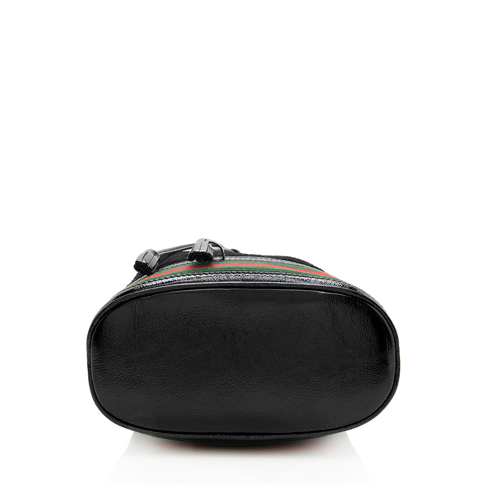 Gucci Suede Patent Leather Ophidia Bucket Bag