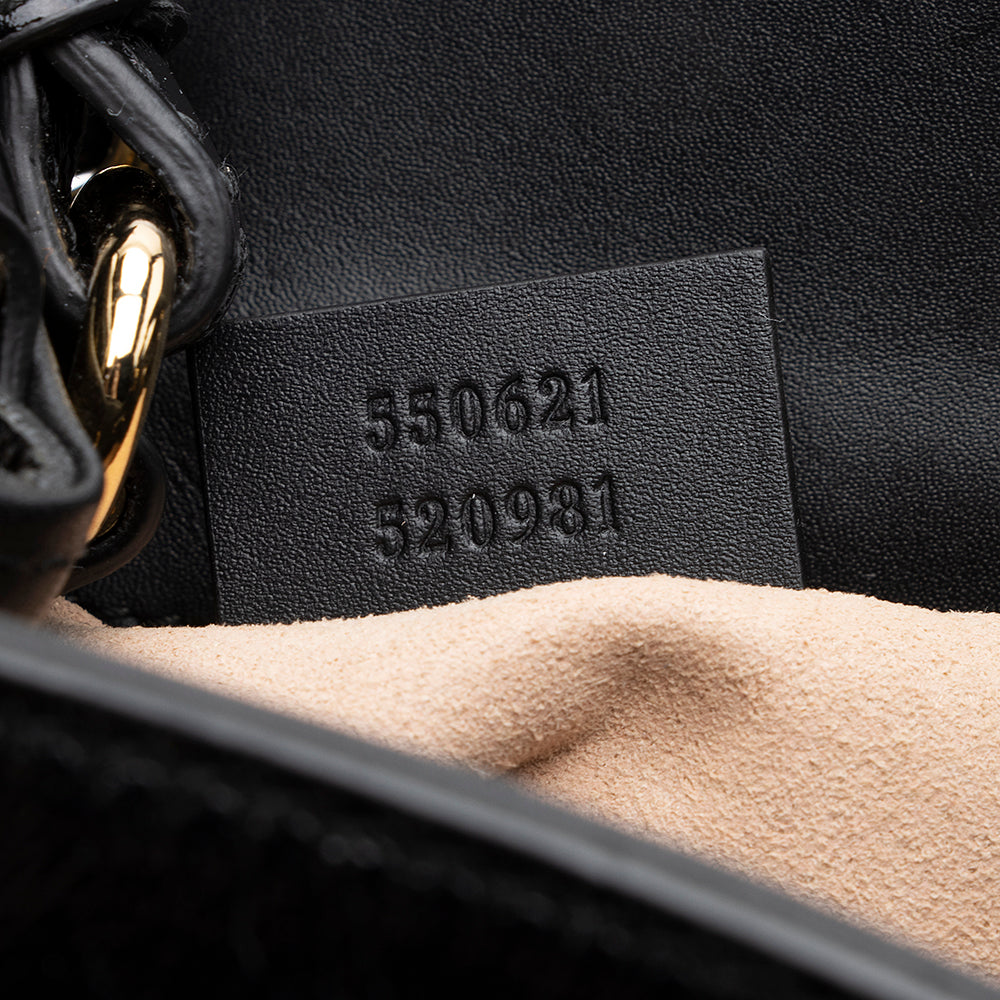 Gucci Suede Patent Leather Ophidia Bucket Bag