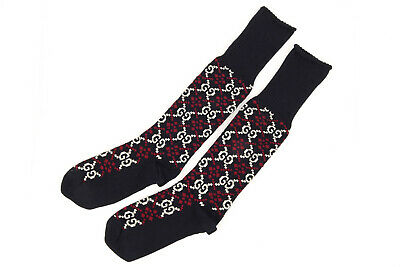 Gucci GG Diamond Socks in Navy/ Ivory