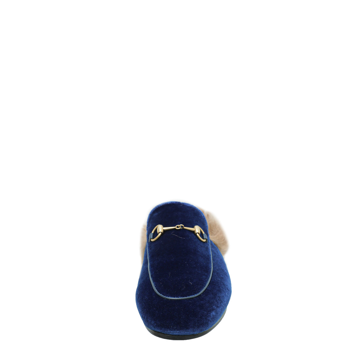 Gucci Blue Velvet Fur Princetown Mules 39.5