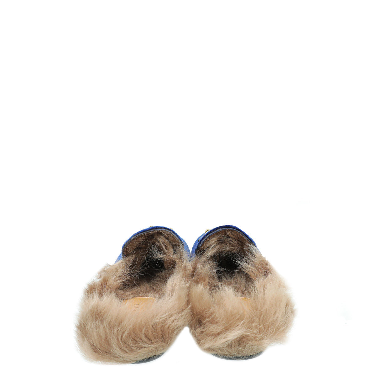 Gucci Blue Velvet Fur Princetown Mules 39.5