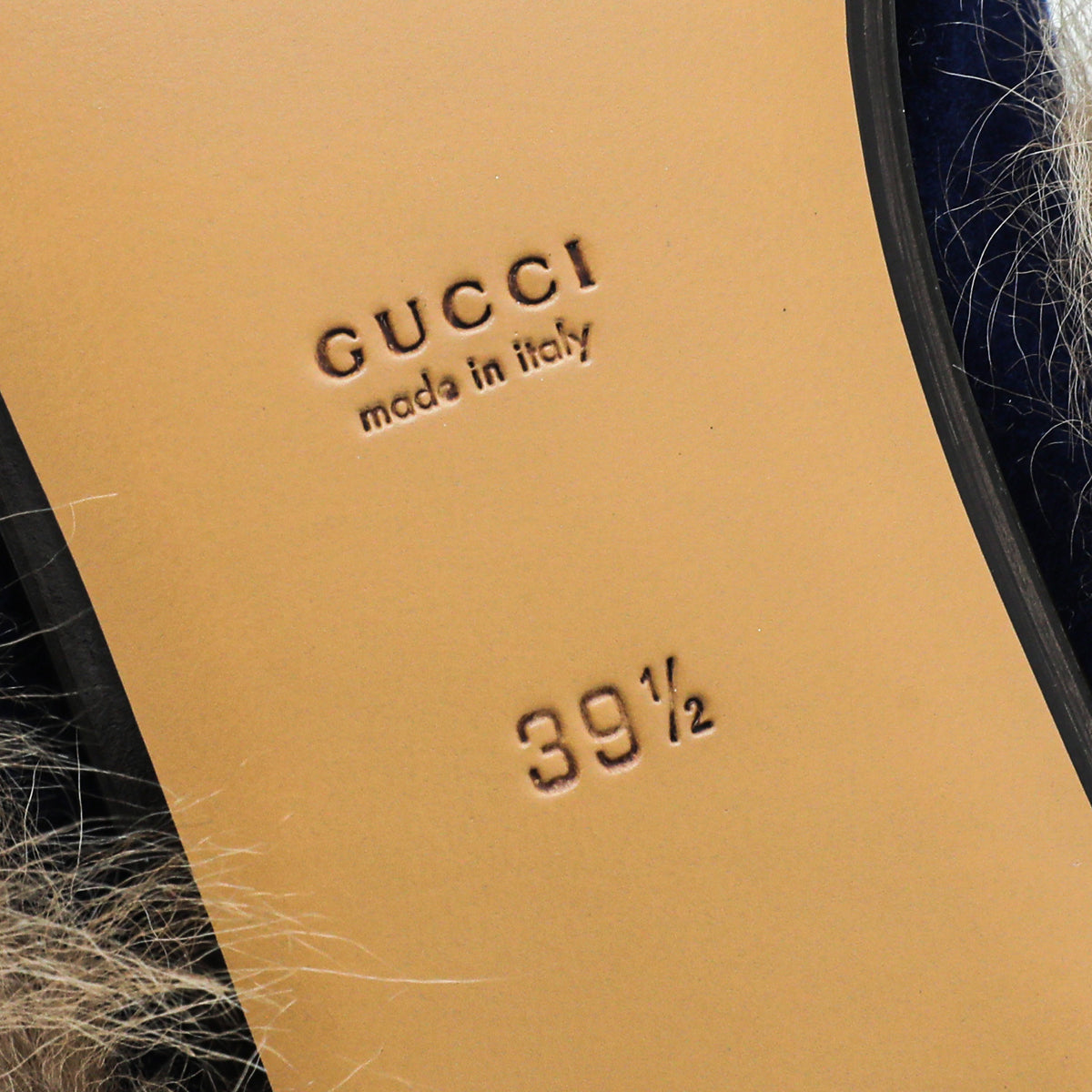 Gucci Blue Velvet Fur Princetown Mules 39.5