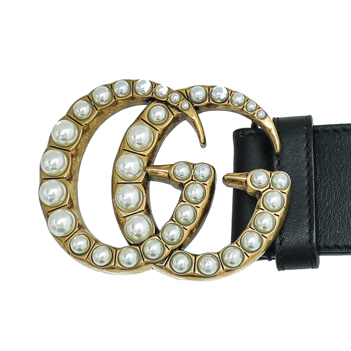 Gucci Black Double G Pearl Belt 34