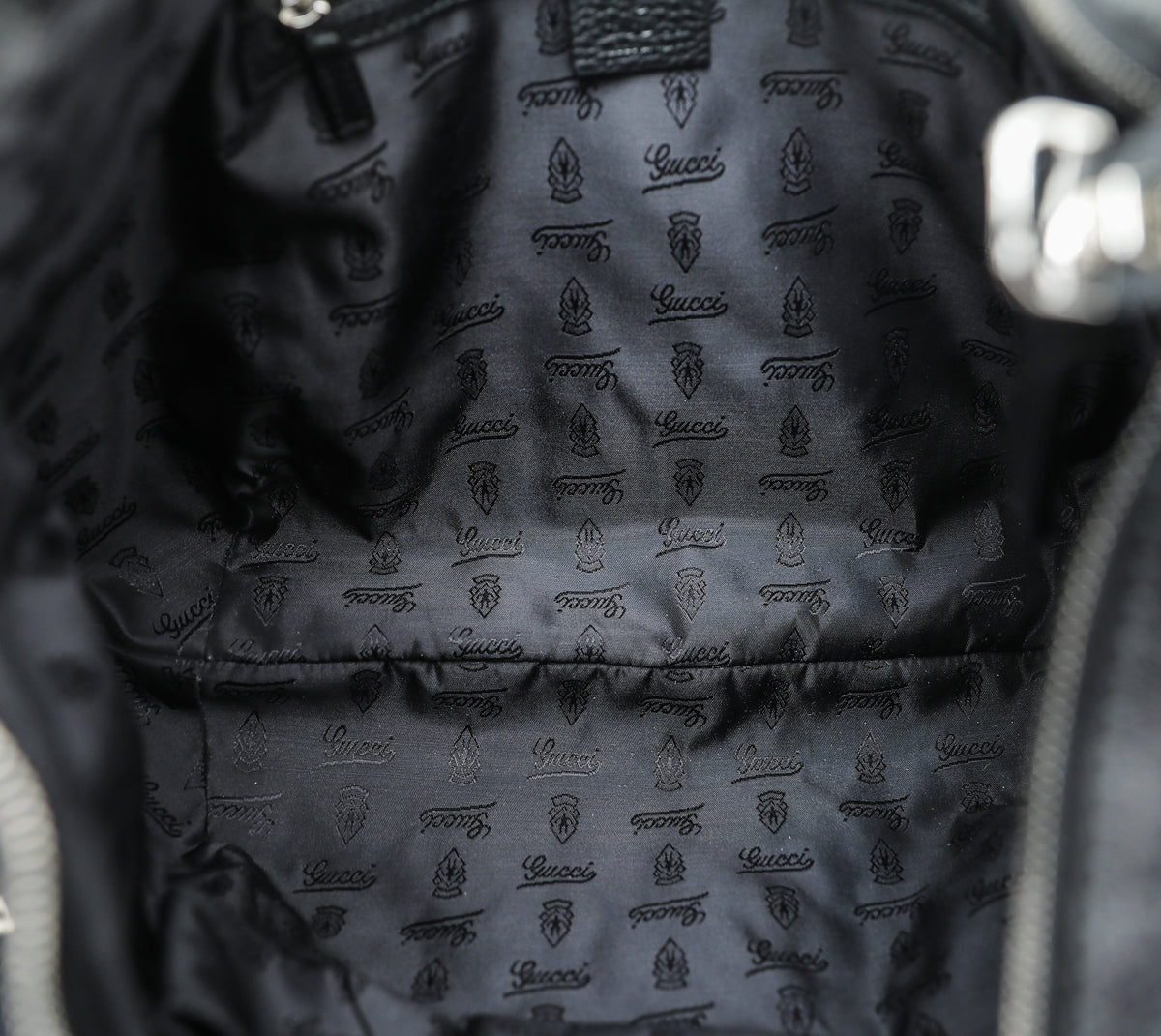 Gucci Black GG Techno Horsebit Hobo Bag