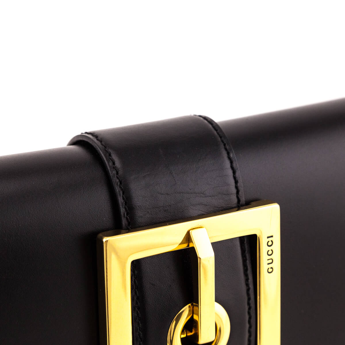 Gucci Black Leather Lady Buckle Clutch