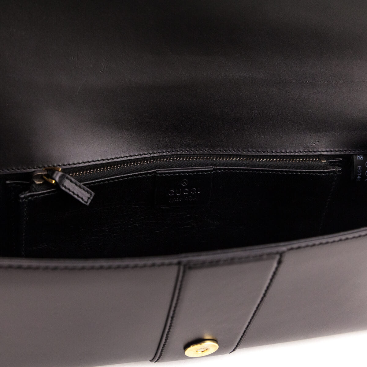 Gucci Black Leather Lady Buckle Clutch