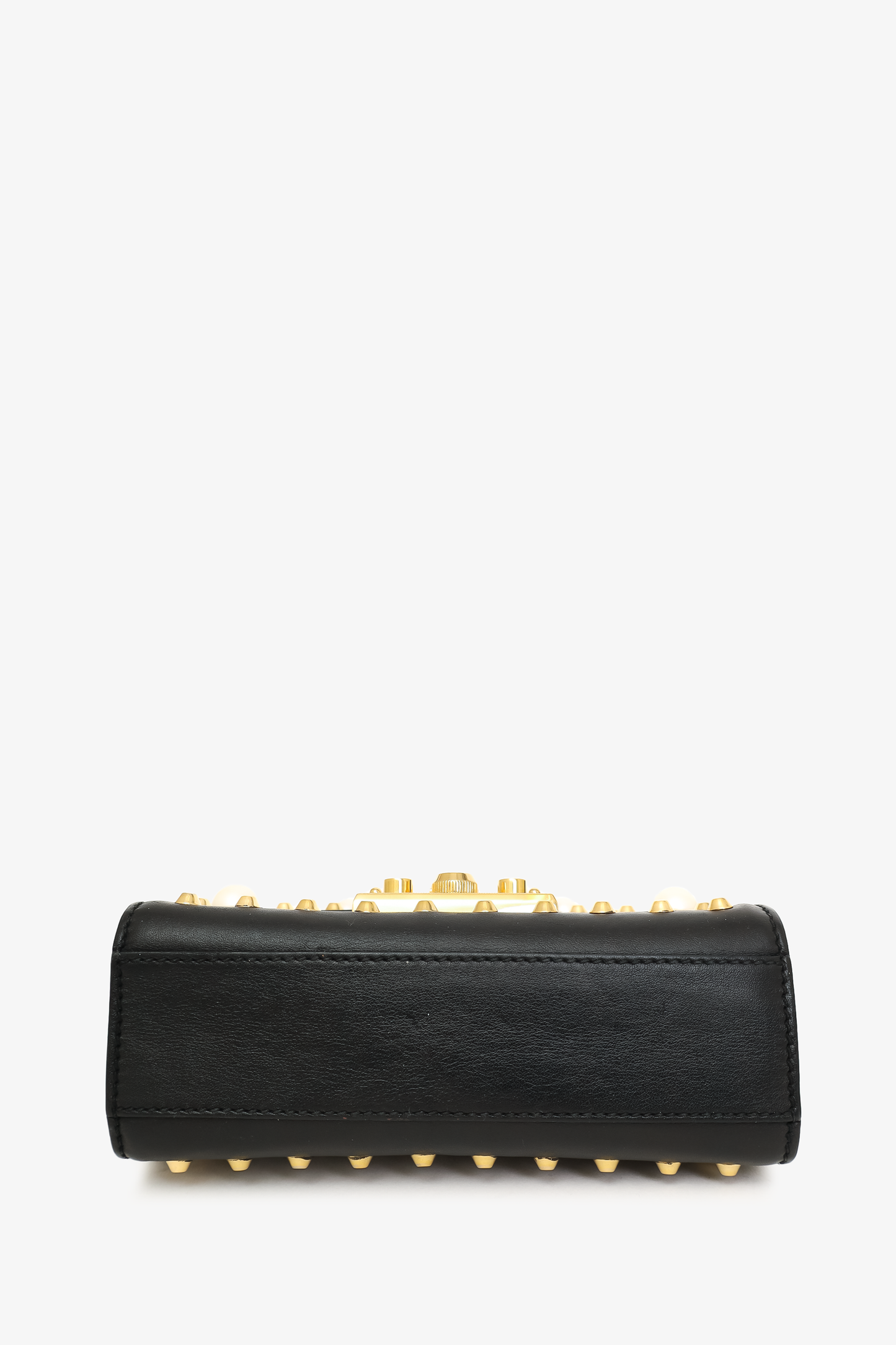 Gucci Black Leather Small Pearly Padlock Chain Bag