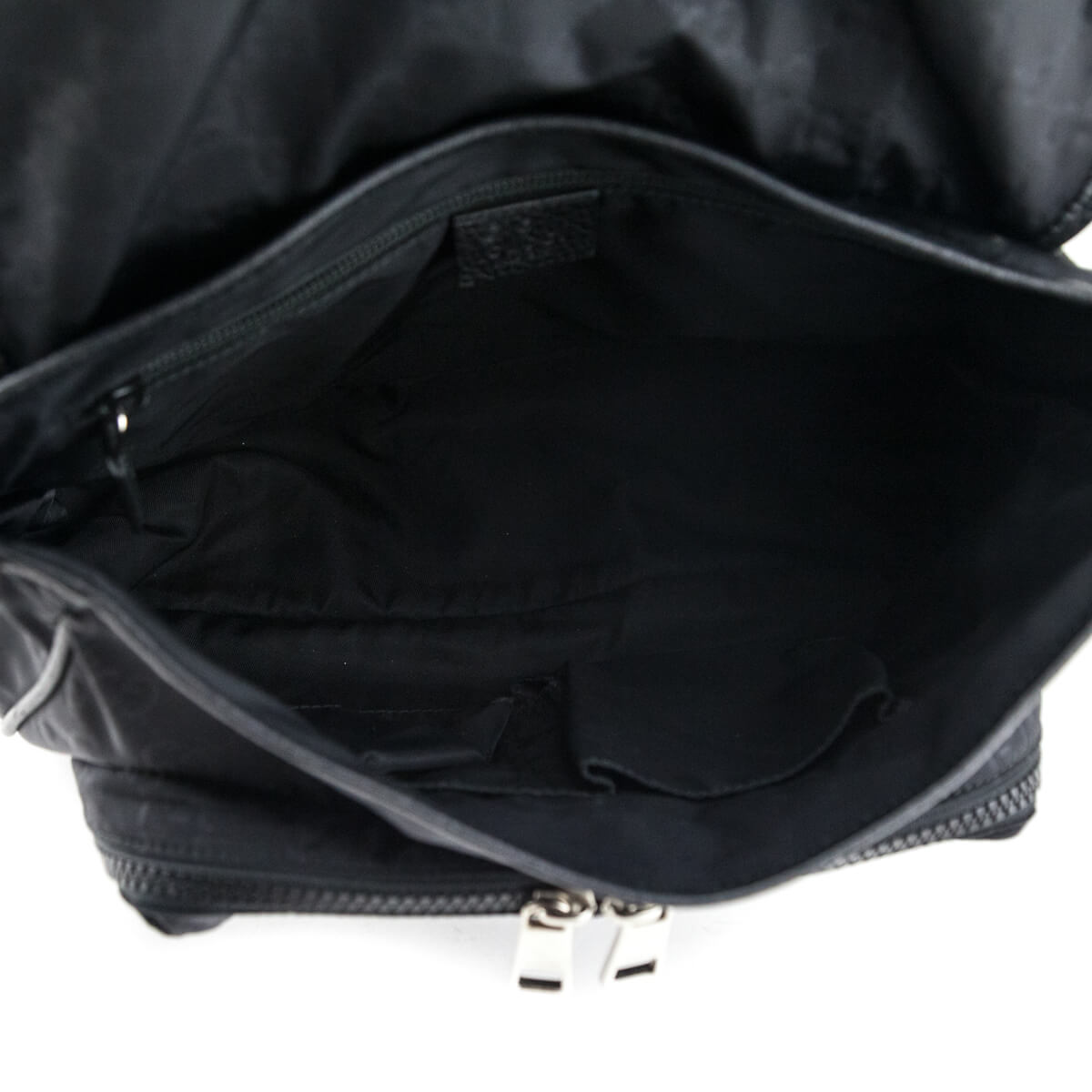 Gucci Black Nylon Monogram Double Buckle Small Messenger Bag