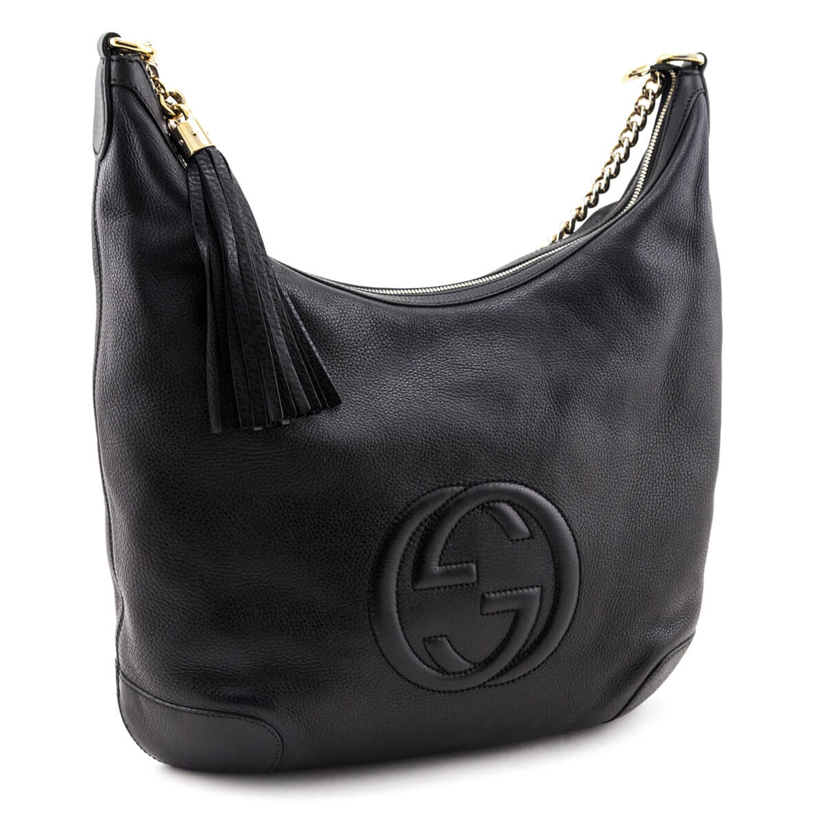 Gucci Black Pebbled Calfskin Soho Chain Hobo