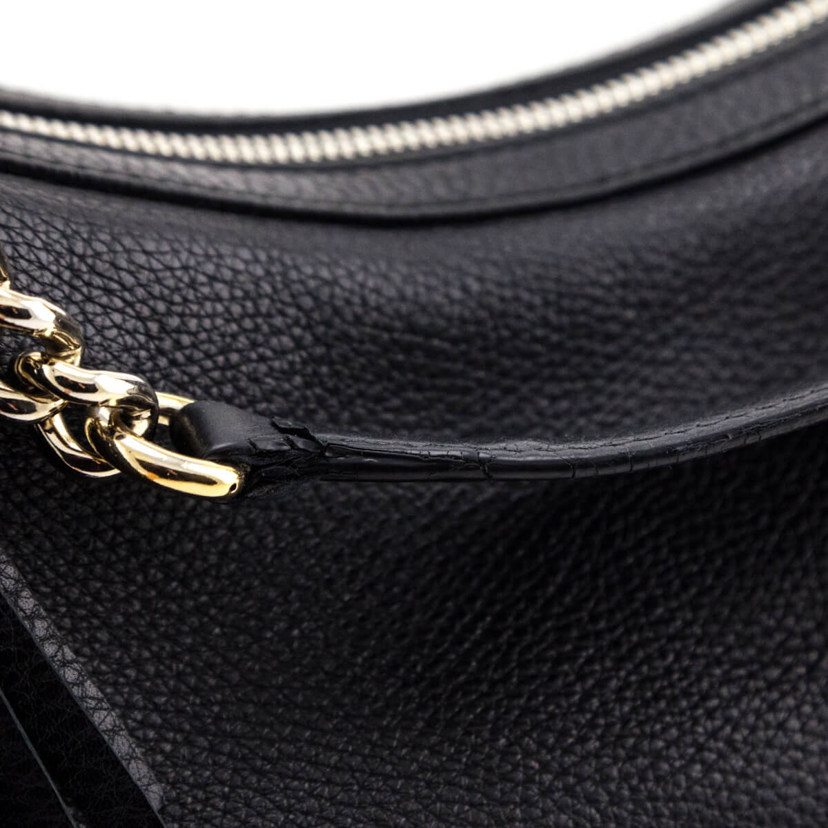 Gucci Black Pebbled Calfskin Soho Chain Hobo