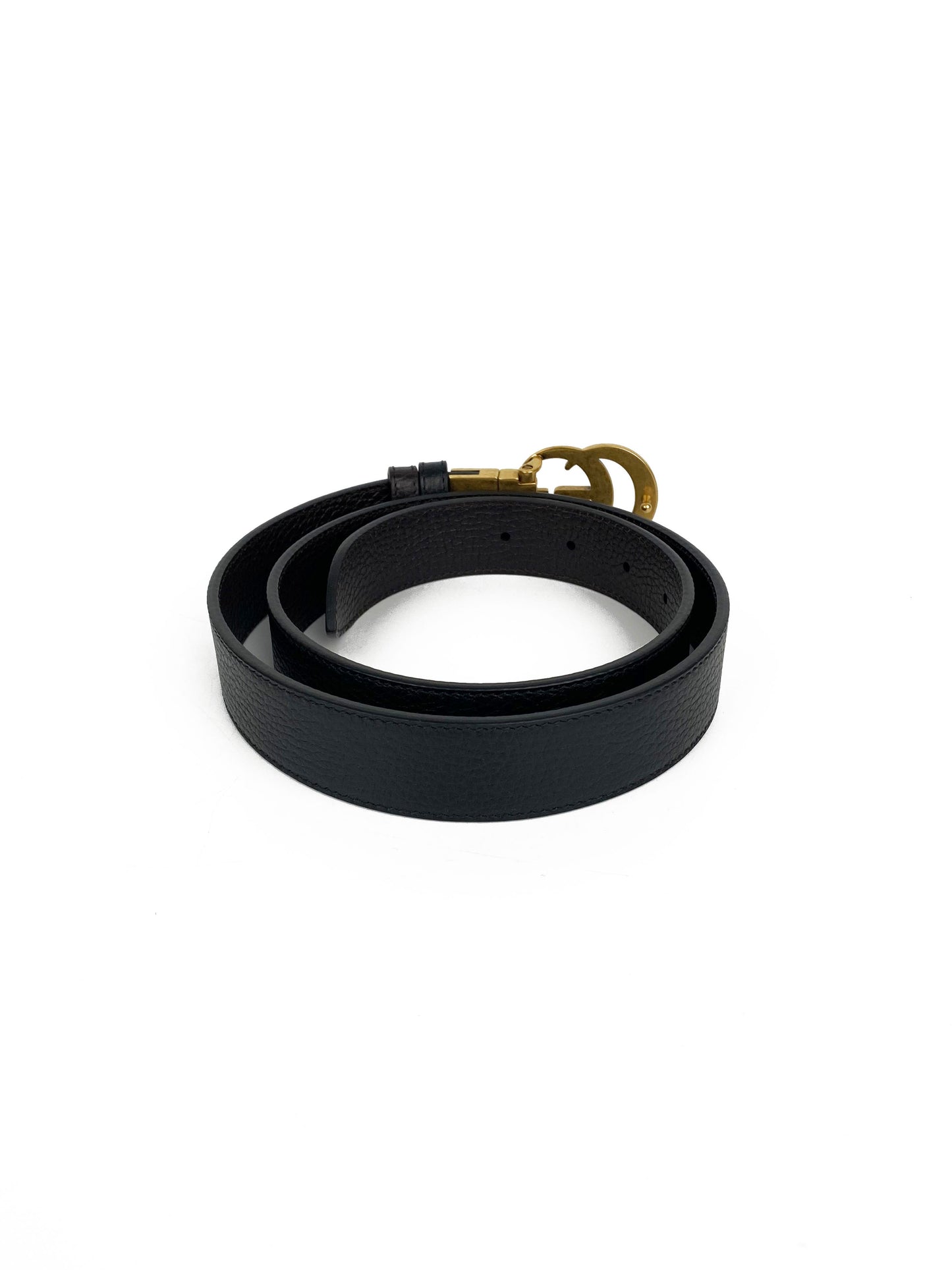 Gucci Black & Brown Reversible Thin Belt 85
