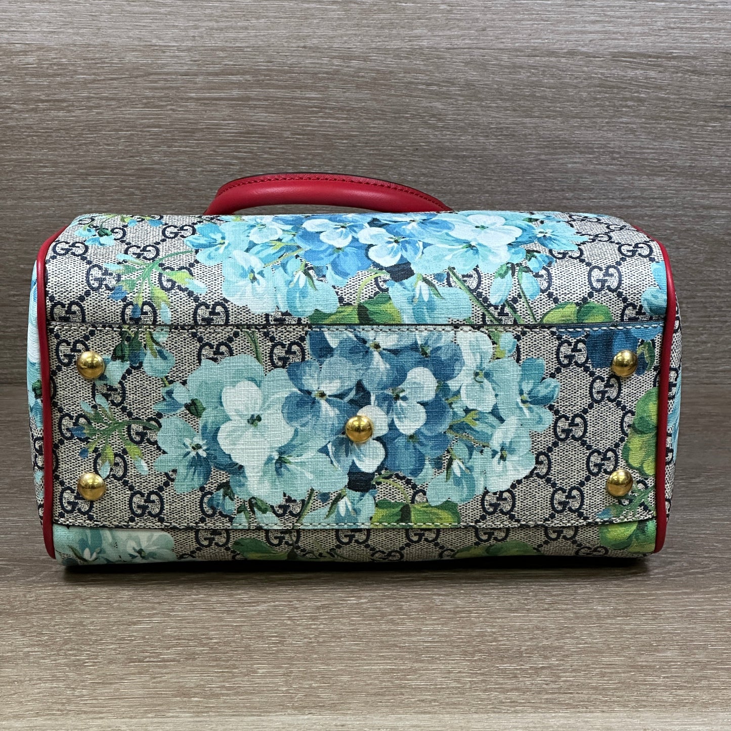 Gucci Blue Bloom GG Coated Canvas Small Boston Bag