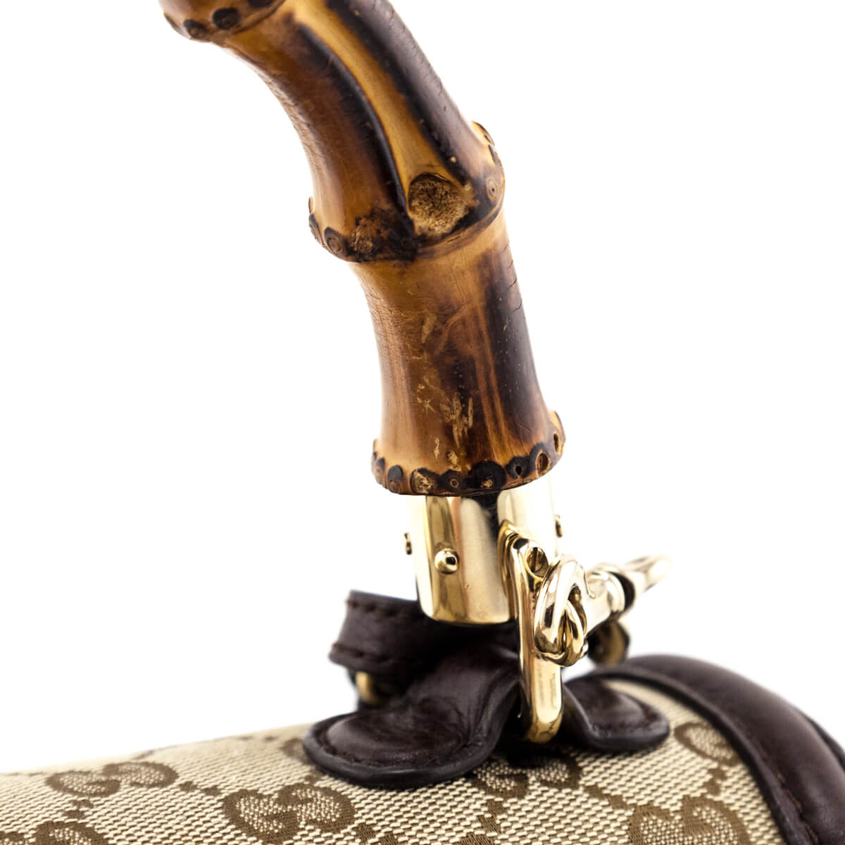 Gucci Brown GG Monogram Medium Bamboo Top Handle Bag