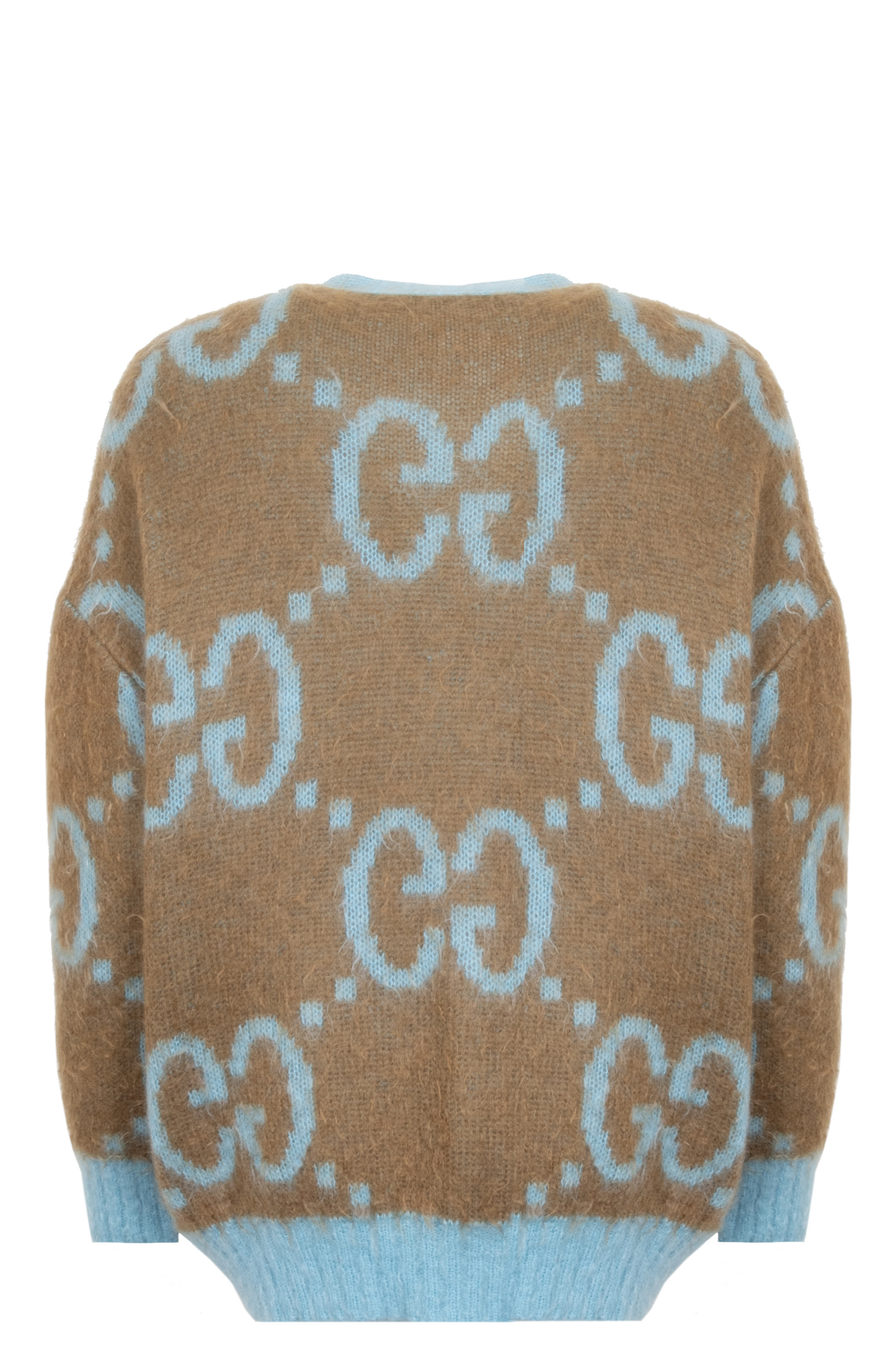 GUCCI Reversible Knit Cardigan Blue Beige