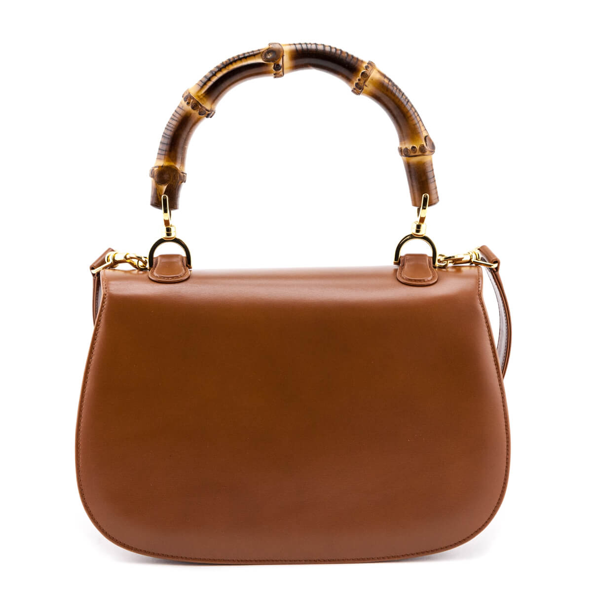 Gucci Cognac Box Calfskin Medium Bamboo Vintage Top Handle Bag