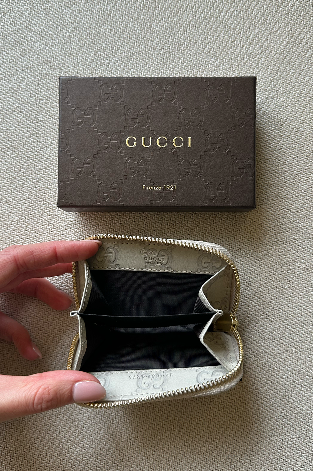 GUCCI GG Wallet Leather Greige