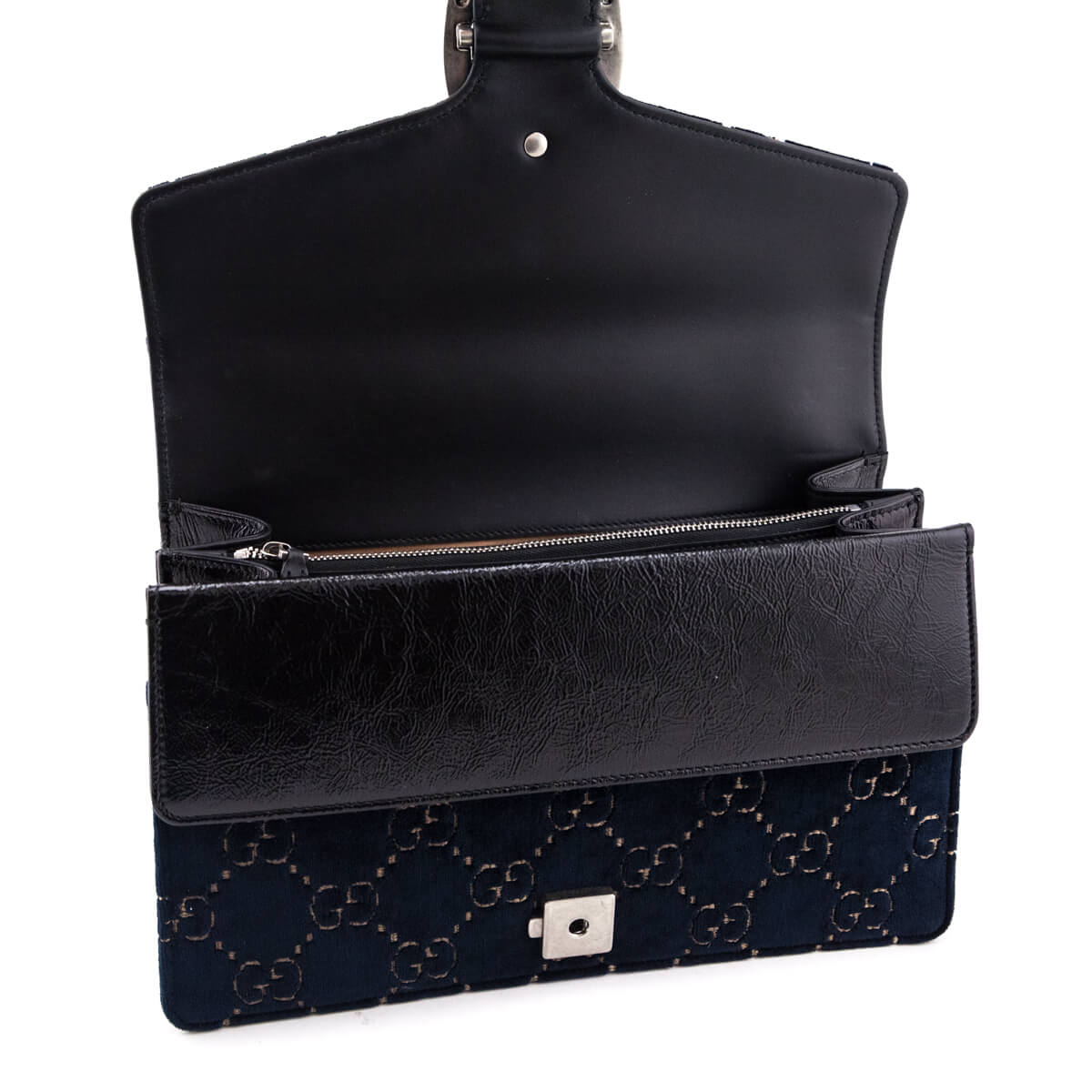 Gucci Dark Blue Velvet GG Monogram Small Dionysus Shoulder Bag