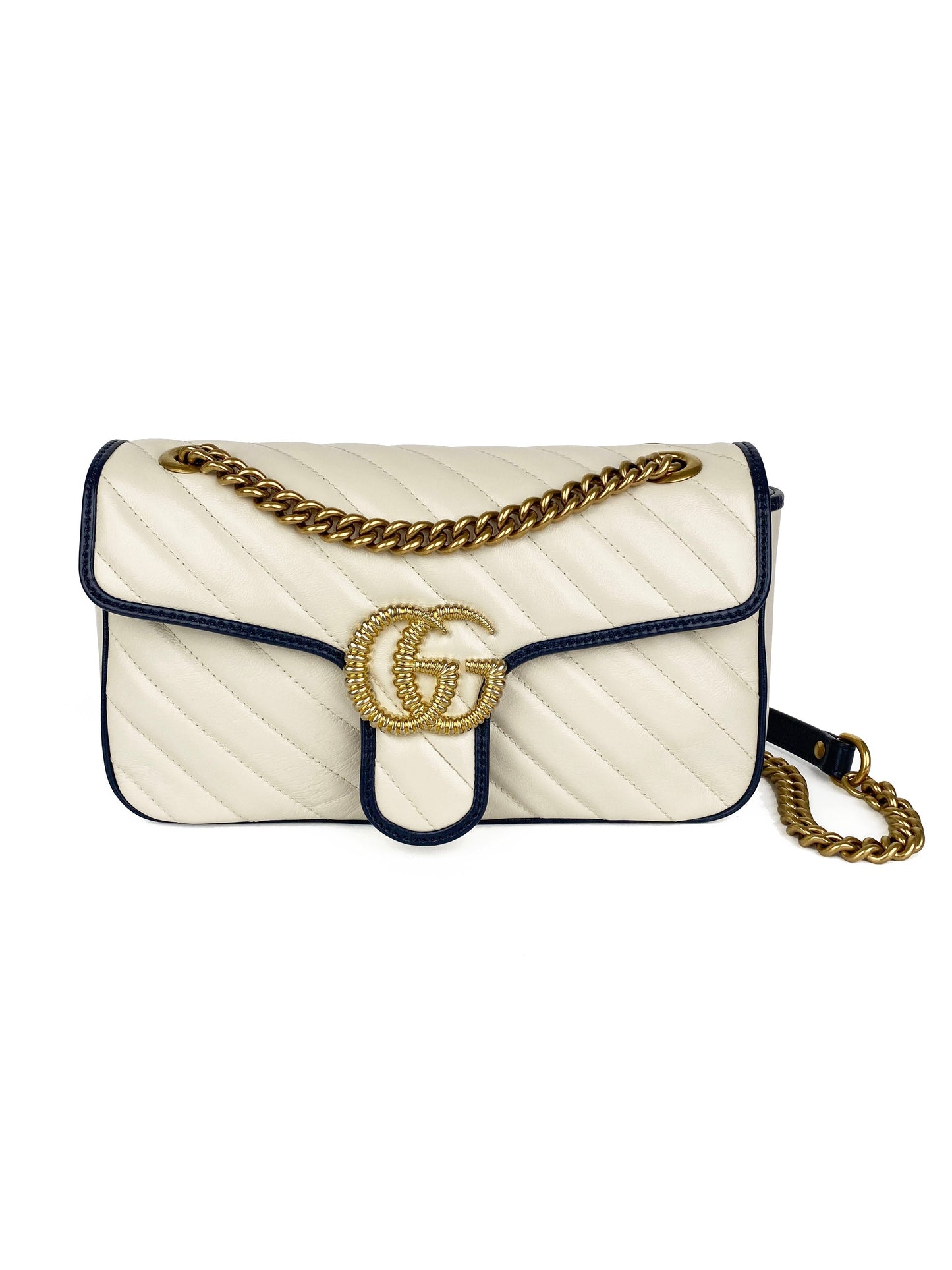 Gucci GG Marmont Torchon White & Blue Shoulder Bag