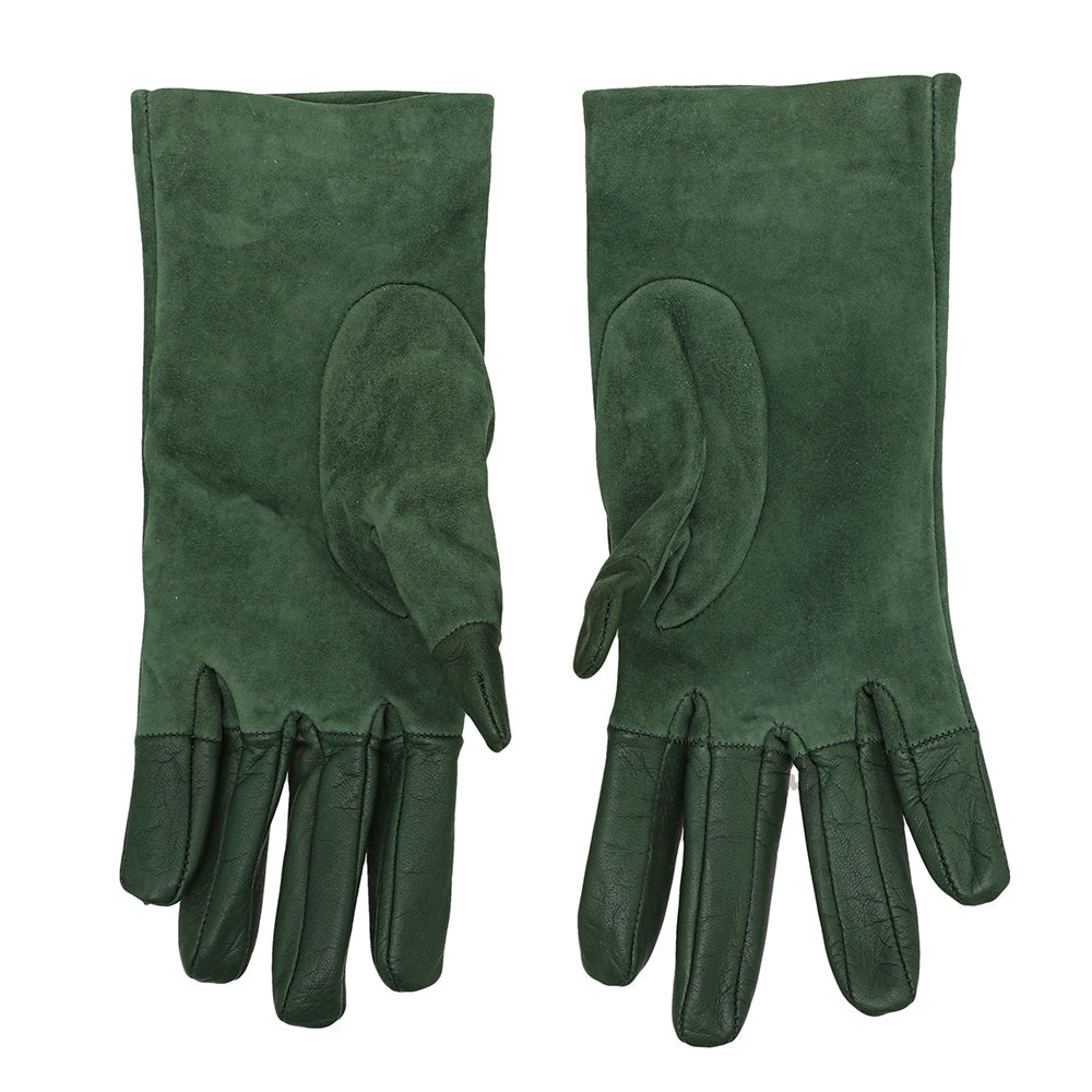 Gucci Green GG Plaque Suede Gloves
