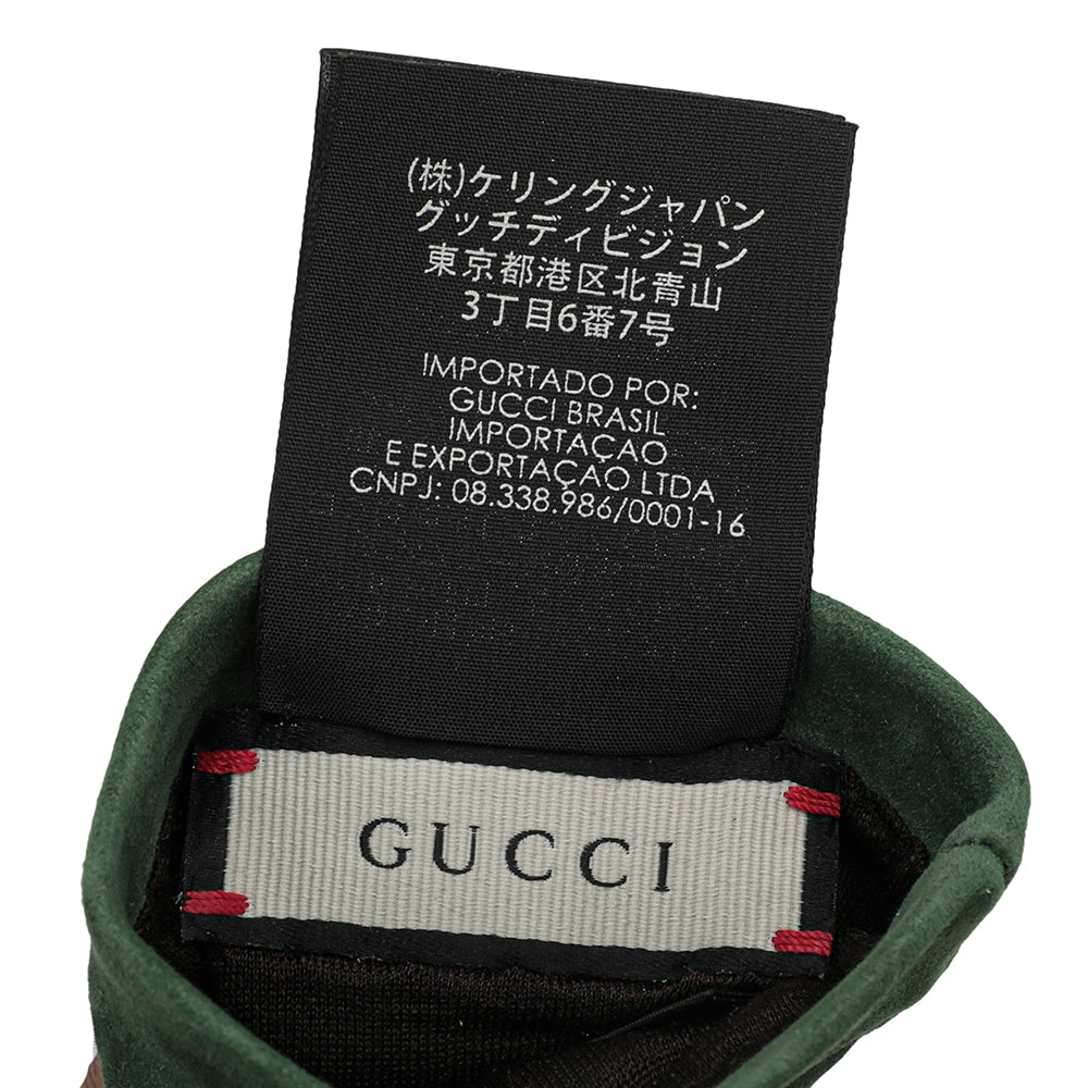 Gucci Green GG Plaque Suede Gloves