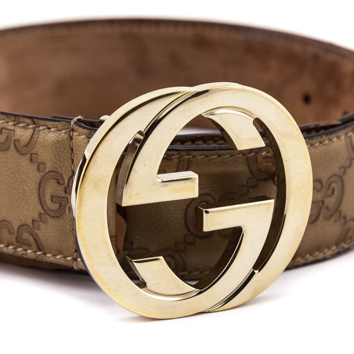 Gucci Gold Leather Guccissima GG Belt